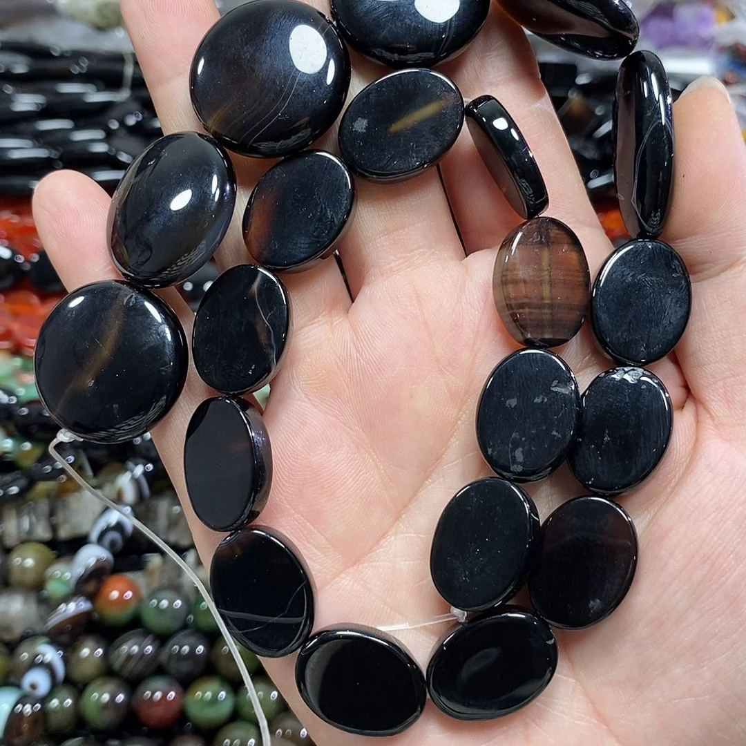 玛瑙/玉髓未镶嵌珠宝半成品黑玛瑙异形一条