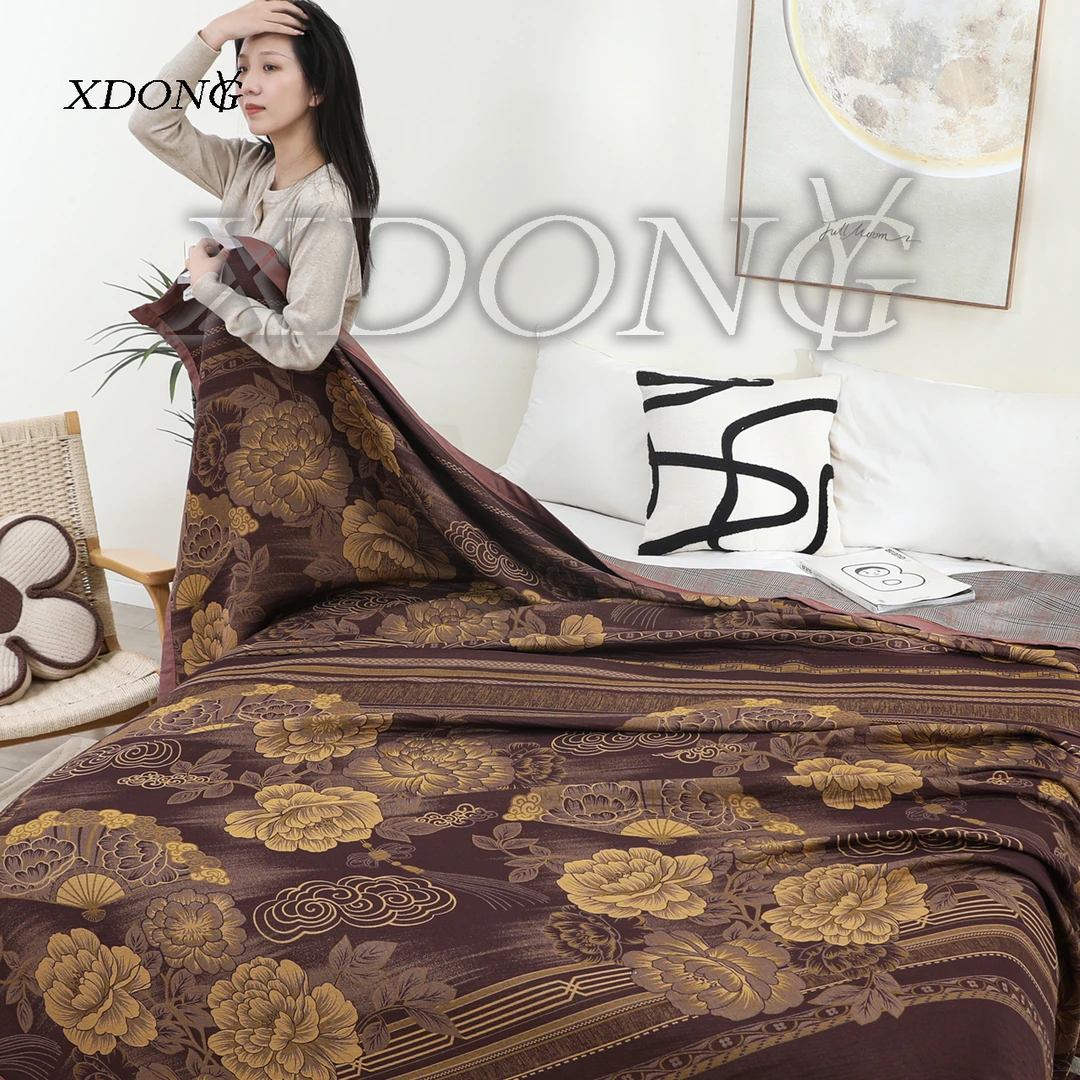 XDONGY（冬云家纺）顶奢230*250 铂金羊 绒 花开扇舞紫亲肤 床盖毯