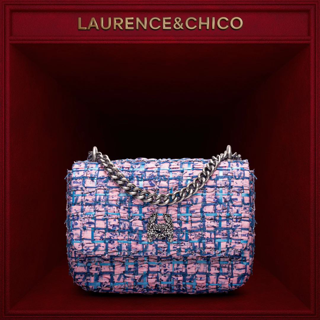 LAURENCE & CHICO粗花呢小方盒，蓝紫粗花呢C4AE10323101