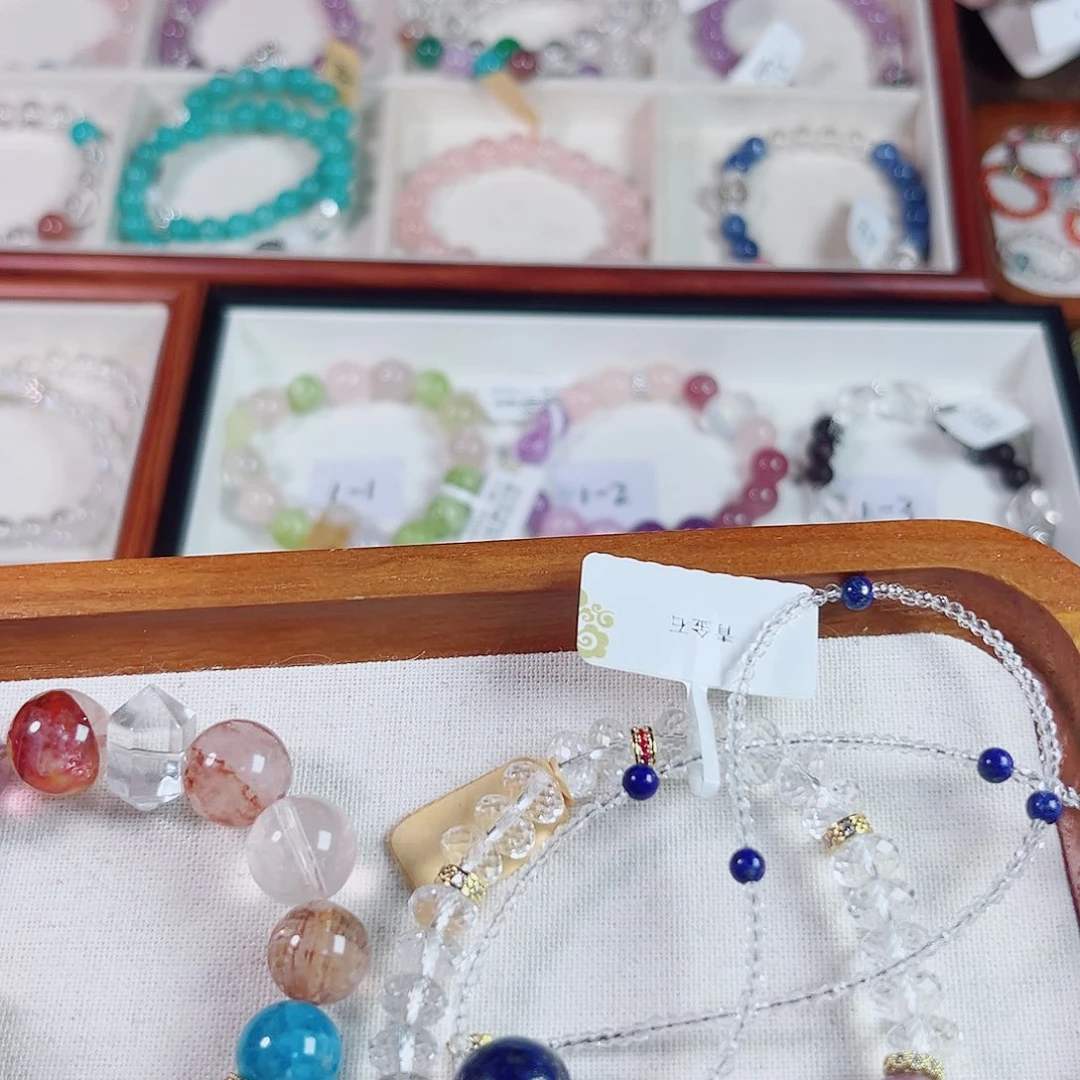 十***月水晶手链合金多宝 切面白水 青金石项链