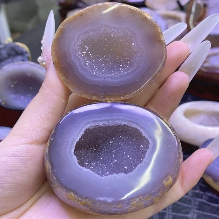 未镶嵌珠宝半成品水晶小**?紫晶满天星盆