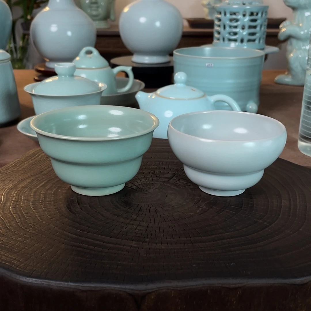 忘***草瓷047 064主人杯原矿汝瓷当代