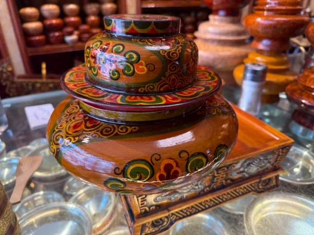 桦木手工绘画糌粑盒