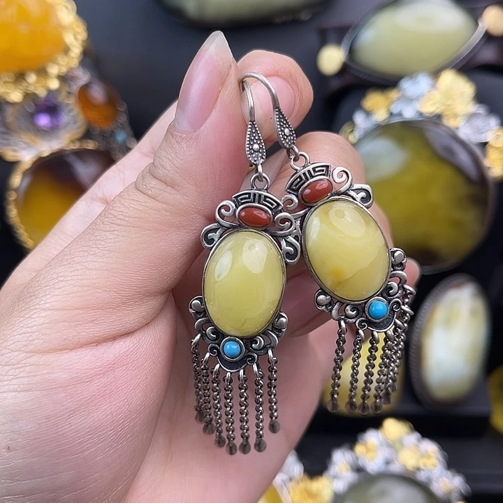 琥珀银S925镶嵌裸石