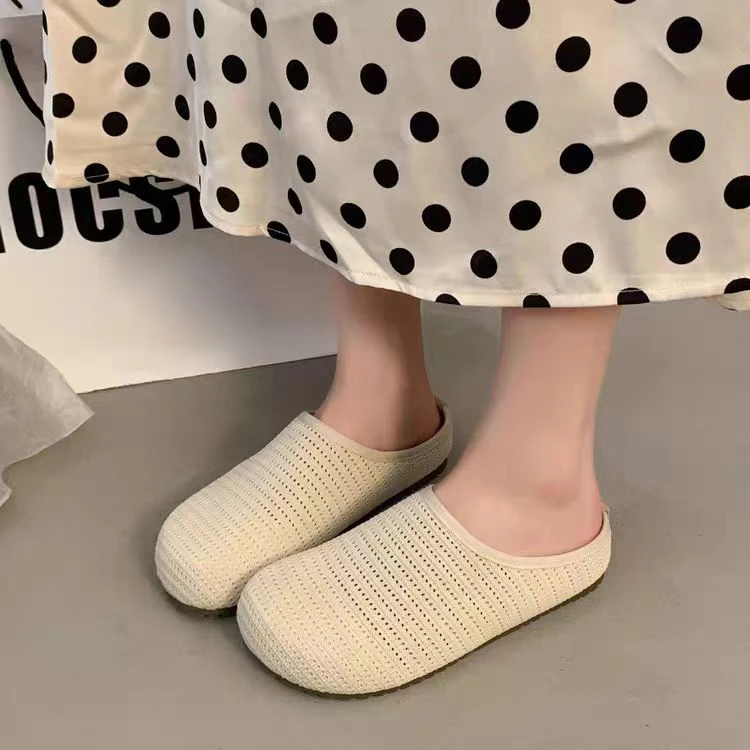 新款韩版简约勃肯纯色百搭一脚蹬包头拖B721