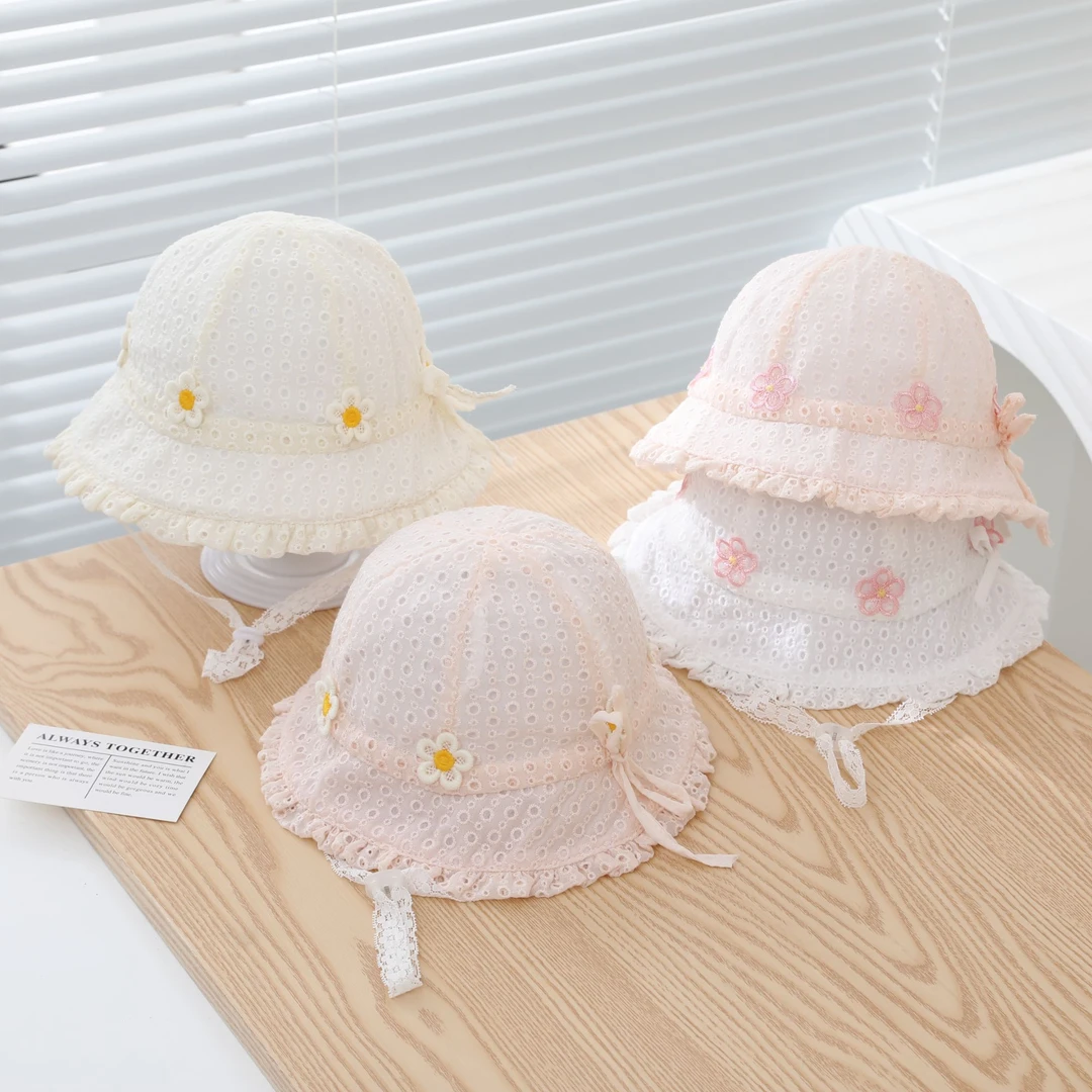 婴儿帽子春秋季新生儿萌萌遮阳防晒帽女宝宝新款韩版可爱盆帽纯色