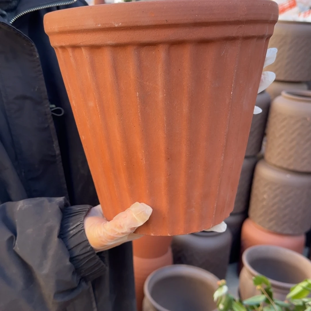 紫砂花盆口24高23宜兴紫砂微瑕