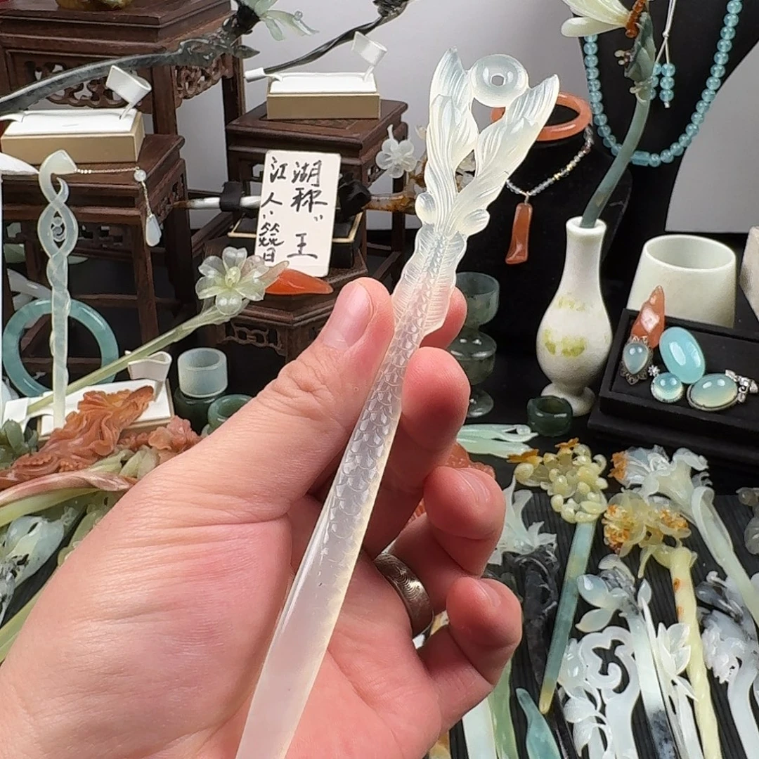 蛇纹石玉未镶嵌发饰