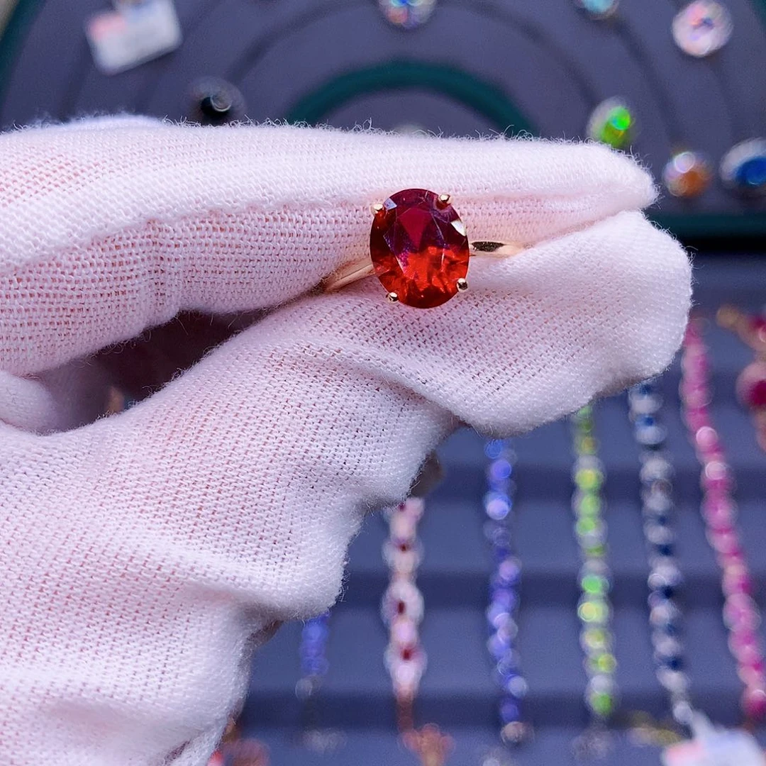 红宝石戒指银S925镶嵌