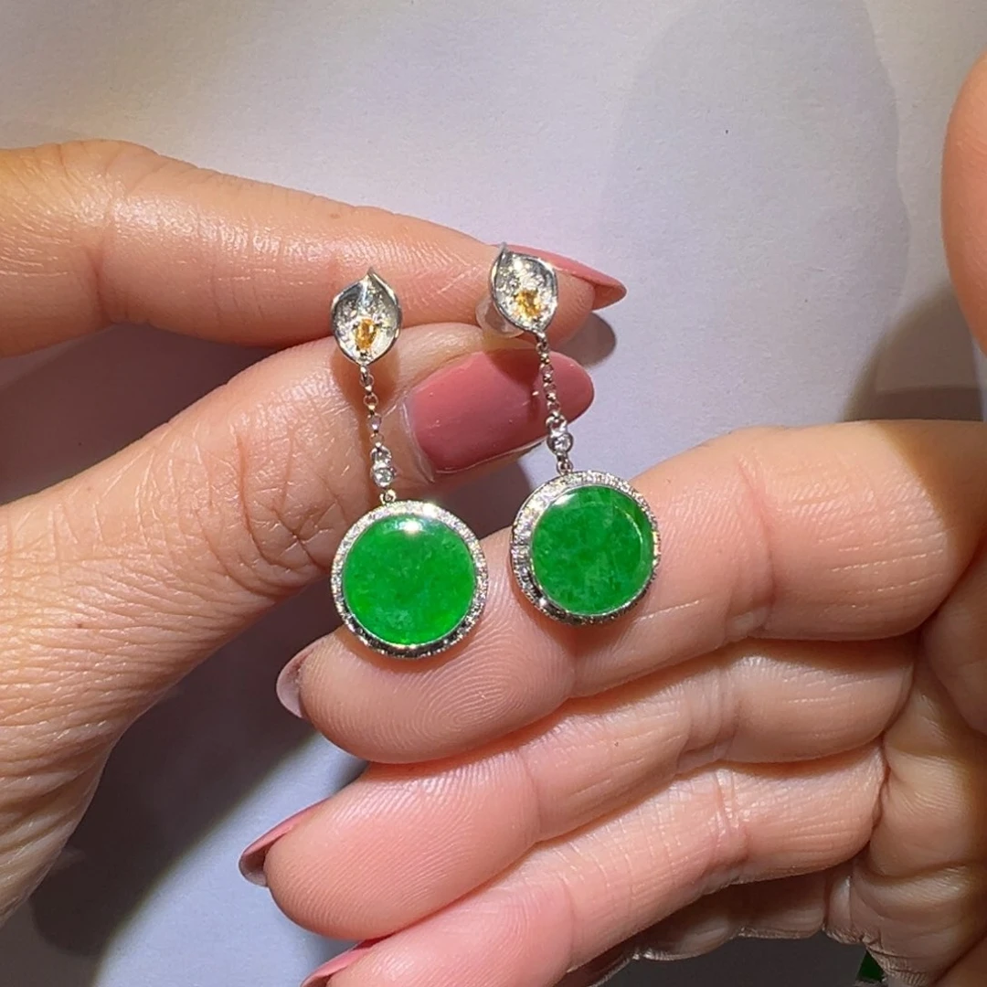 翡翠颈饰18K金镶嵌耳环