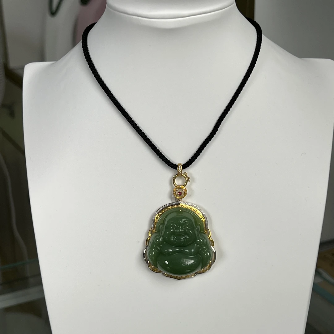 【央网专属】手工编绳和田玉佛公吊坠多样性发一WY15736