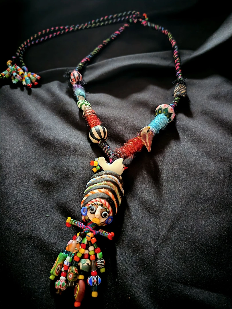 非金属玻璃项链 手工复古琉璃酋长款娃娃纯手工彩色编织可调节