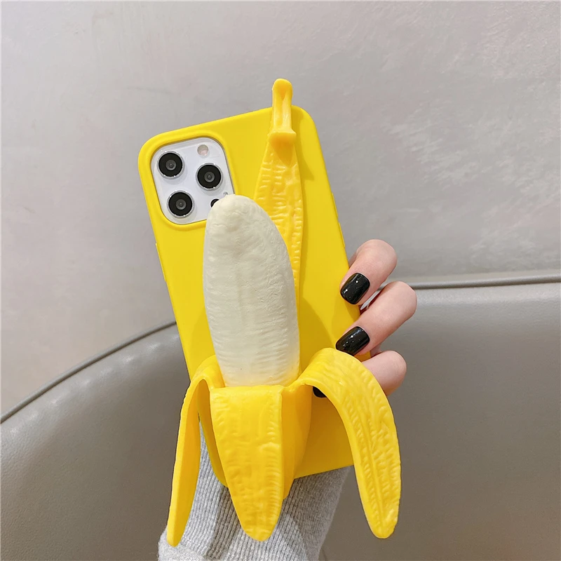 趣味解压捏捏乐立体香蕉手机壳苹果17promax适用iPhone16pro网红