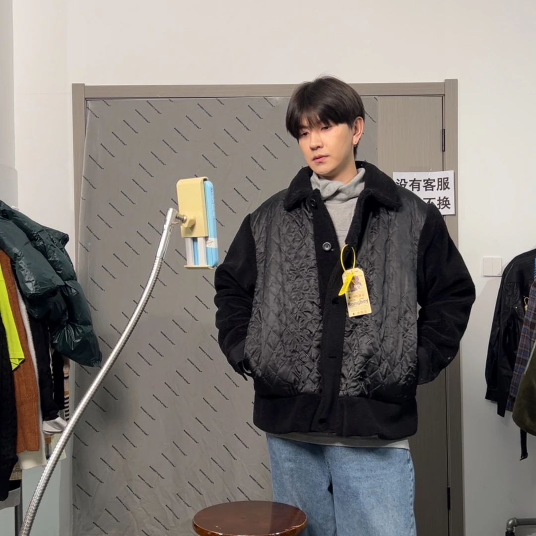 潮流时尚黑色棉服l码