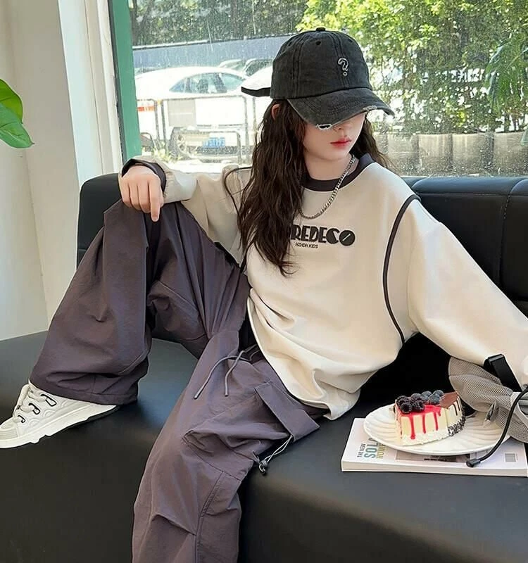 女童卫衣春装2025新款洋气时髦春秋宽松上衣女中大童长袖打底衫