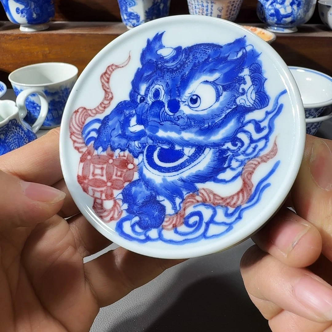 泥塑盖置手工手绘微微瑕