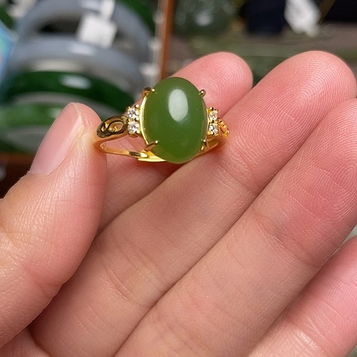 和田玉银S925镶嵌戒指