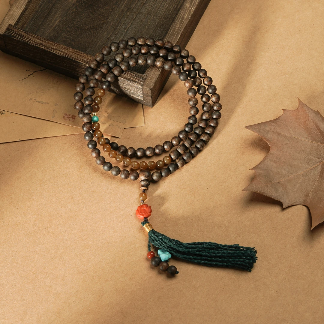 【18K】漫梨·文莱沉水沉香糖玉流苏多圈手串6MM圆珠文玩好物Q5