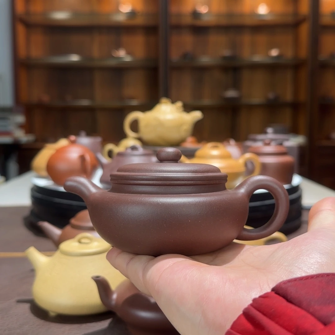 刘***元紫砂茶壶4号井紫泥无添加扁腹