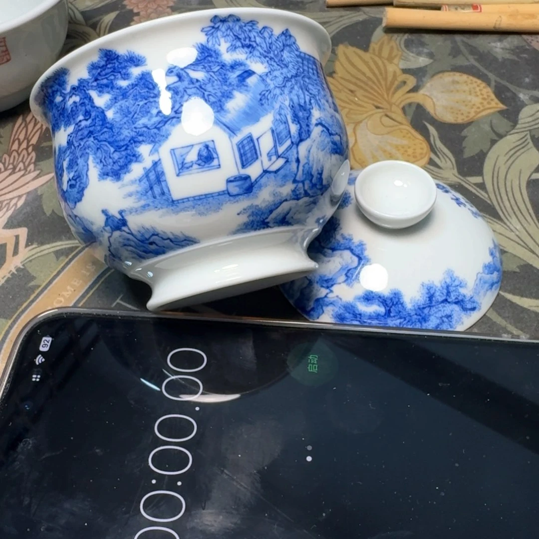 中**哎小雨山堂青花瓷杯