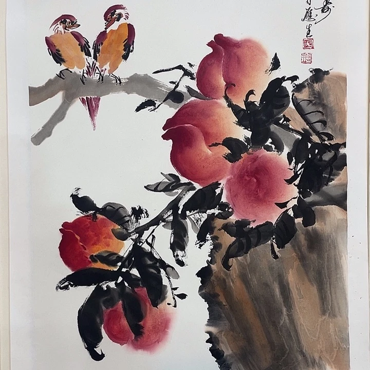 国画四尺三开作品