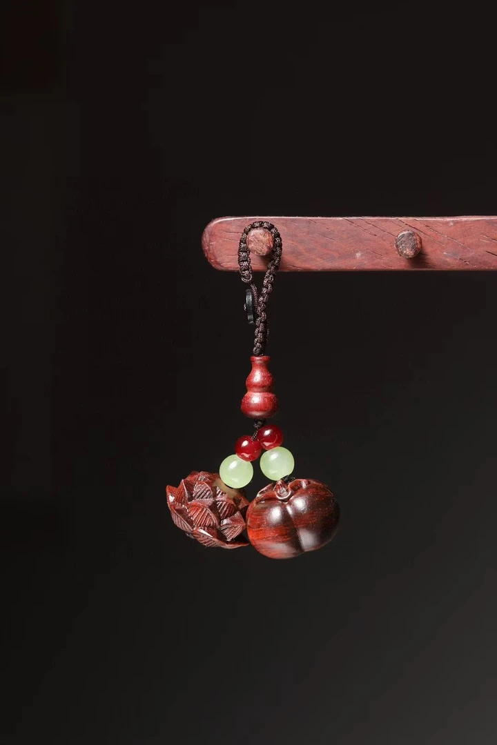 好柿连连 实木雕刻钥匙扣创意礼品