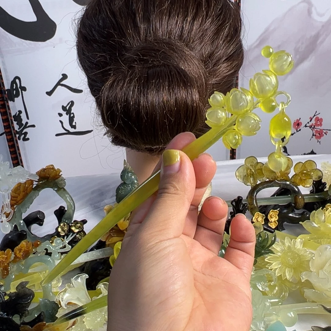 定制蛇纹石玉毛货发饰