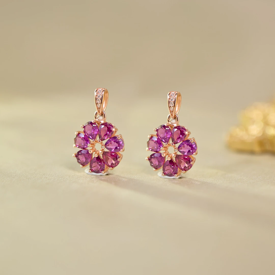 【歪歪】石榴石水滴花花吊坠（多样性发一）XB-H5385