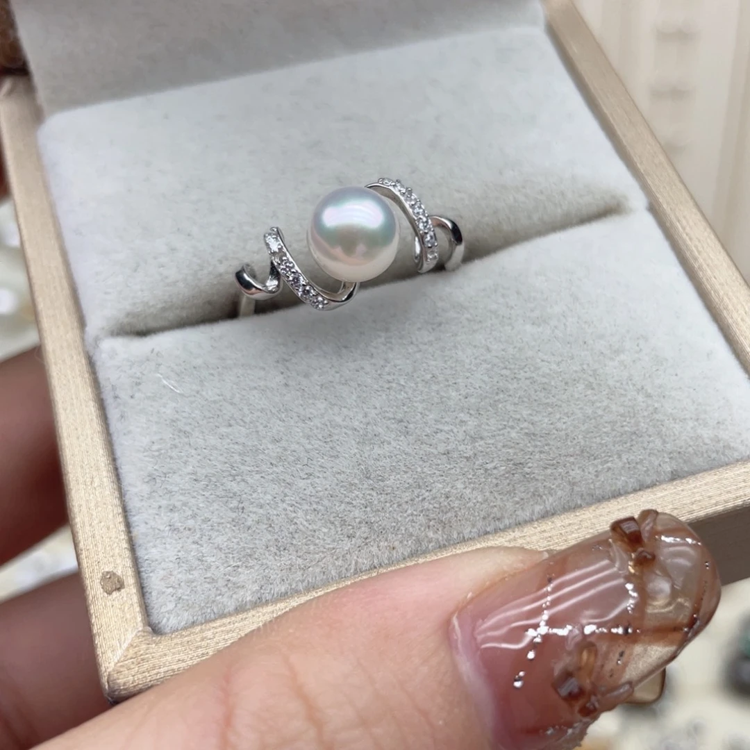 戒指银S925镶嵌海水珍珠T76