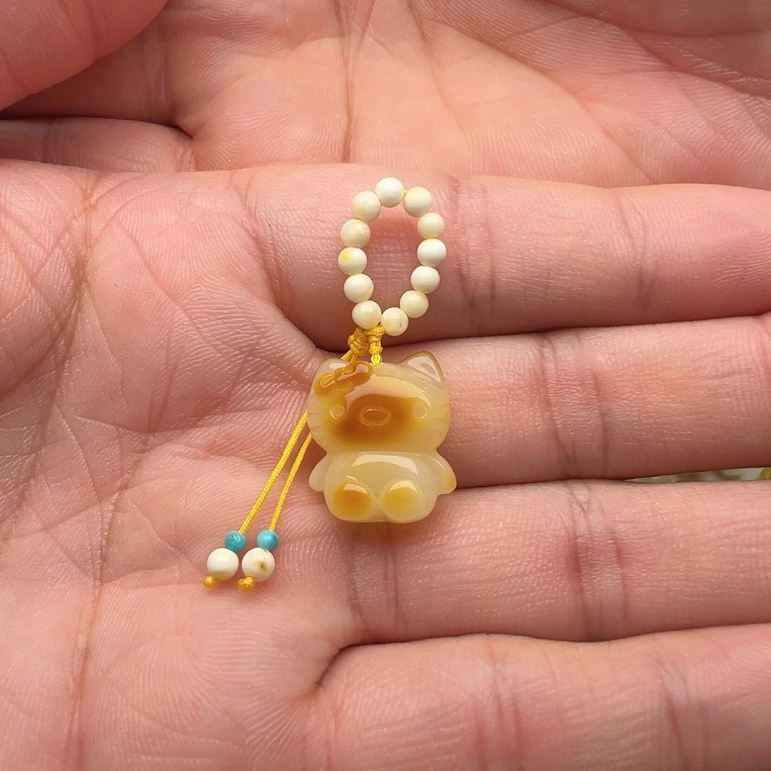 蜜蜡未镶嵌颈饰Kt猫提溜吊坠