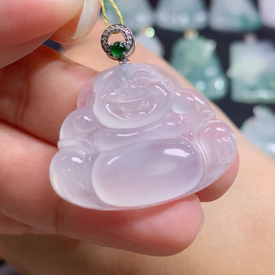 翡翠18K金镶嵌颈饰佛公