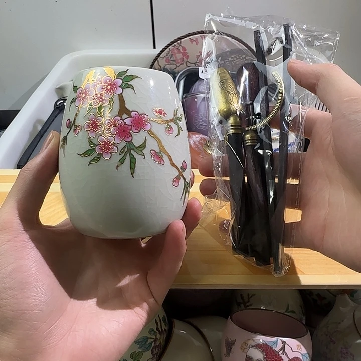 汝窑开片桃花六君子一整套