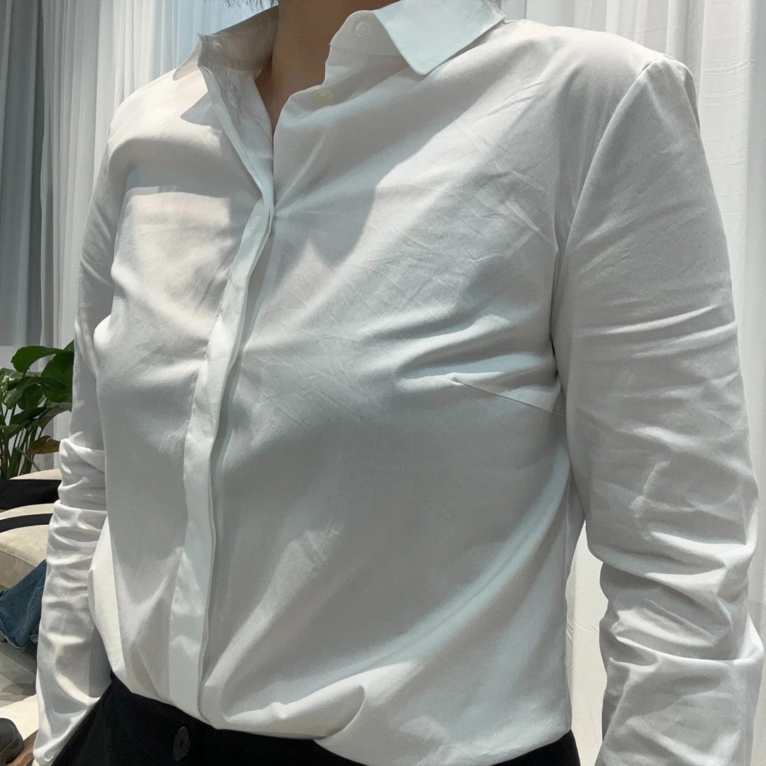 进口面料 简约修身通勤素雅经典白衬衣 气质高级 百搭纯色商务