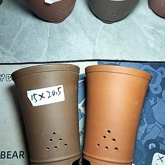 红泥紫泥新品两个花盆微瑕