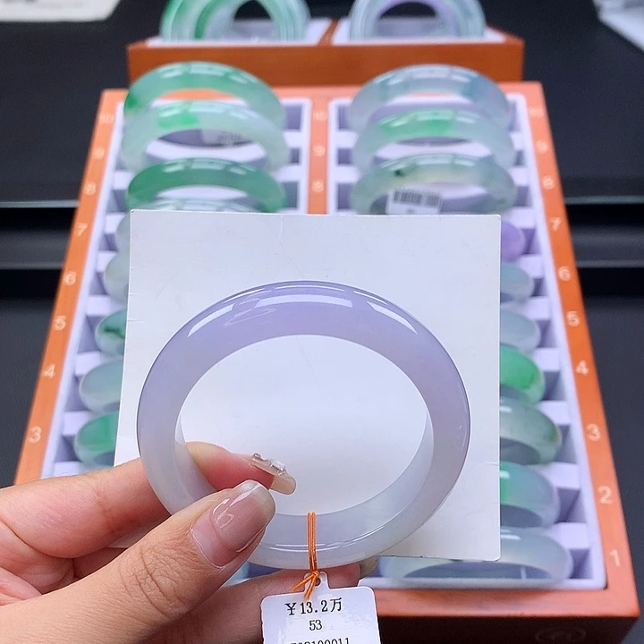 未镶嵌手镯翡翠53正圈冰胶紫