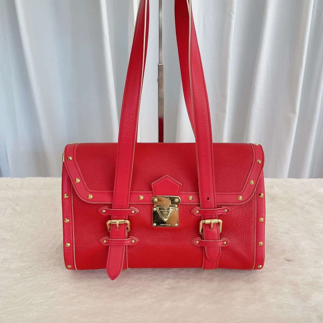 95新 LouisVuitton/路易威登 路易威登 红粉色苏哈里手提包 B154