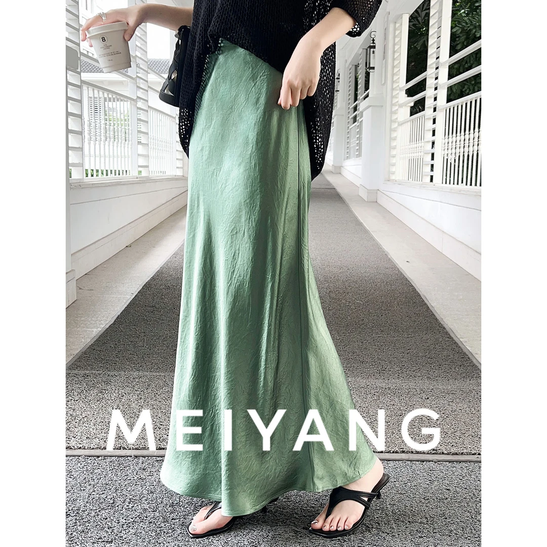 美洋MEIYANG【商场同款】琉璃醋酸半裙 全醋酸气质女生韩系ins衣服