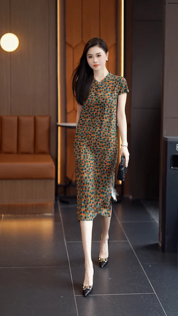 女装新中式提花旗袍裙子2025夏季妈妈装气质国风显瘦连衣裙优雅