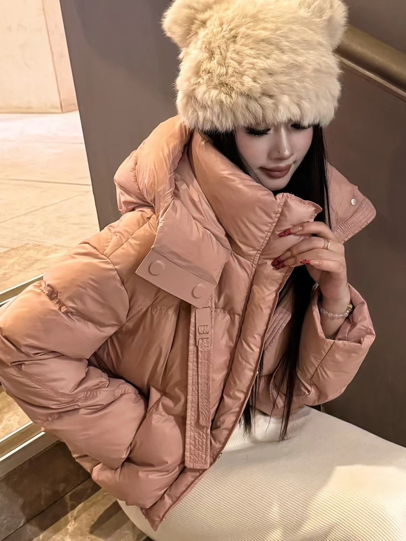 云朵泡芙感中长款加厚羽绒服2025年冬季修身款羽绒面包服外套