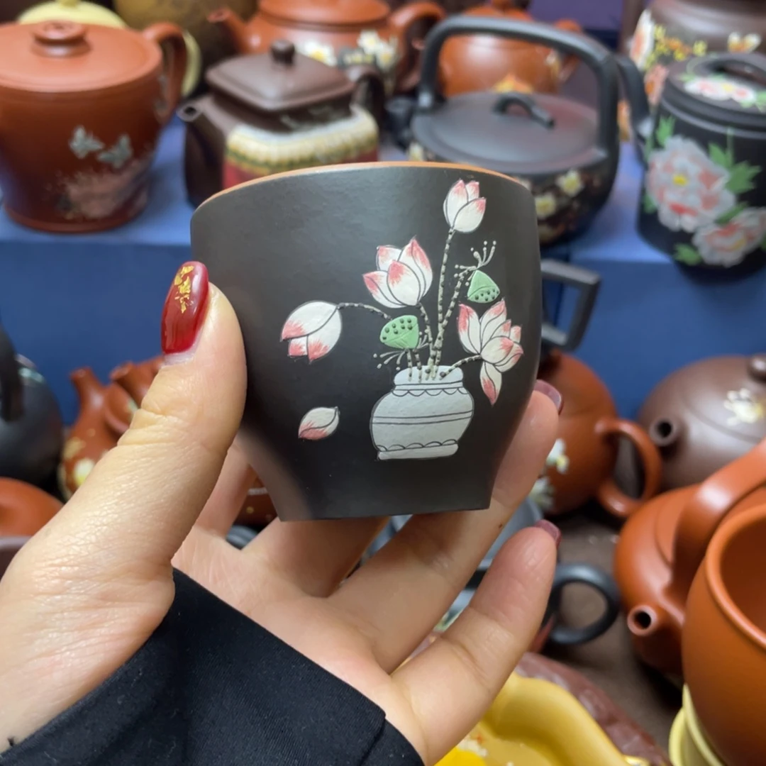 红泥茶杯紫砂主人杯130cc