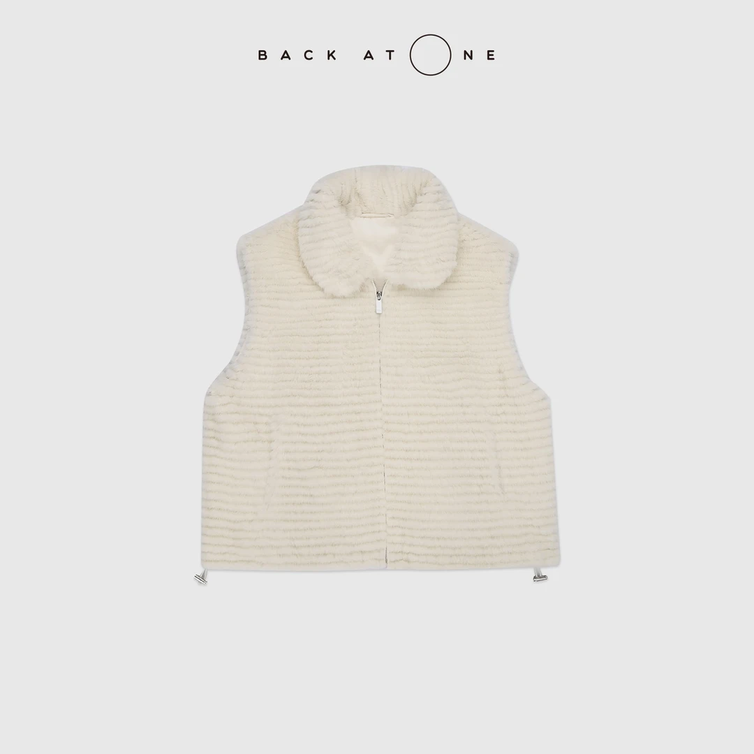 BACKATONE “皎白月光”天鹅绒百搭时尚水貂马甲 BFF-3FP628K-K