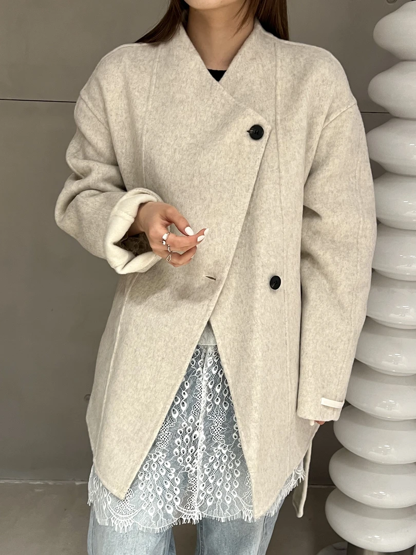 DEZI宝藏衣橱春款复古气质显瘦羊毛中长款大衣LS86282066