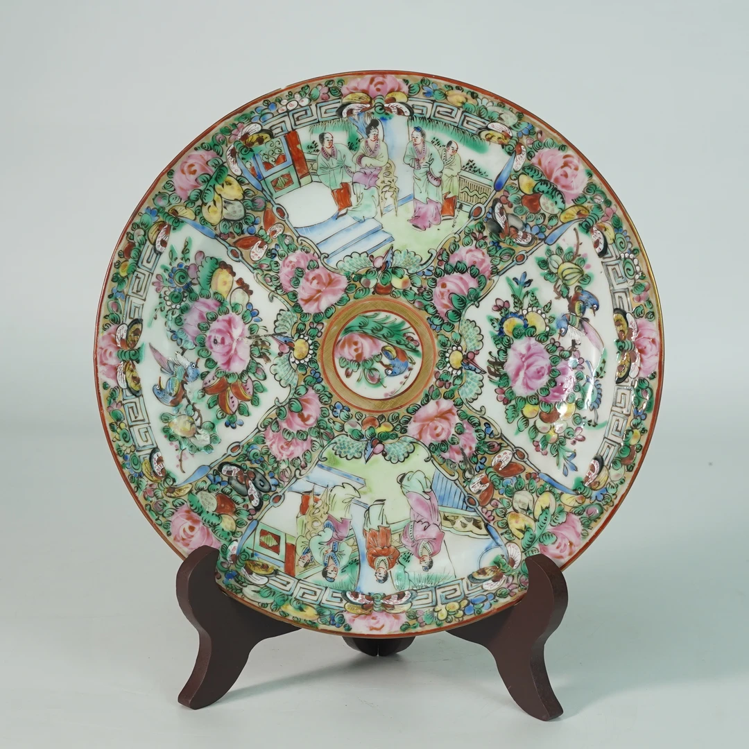 LABC250909048【十竹斋】民国蝶恋花开窗人物故事广彩赏盘