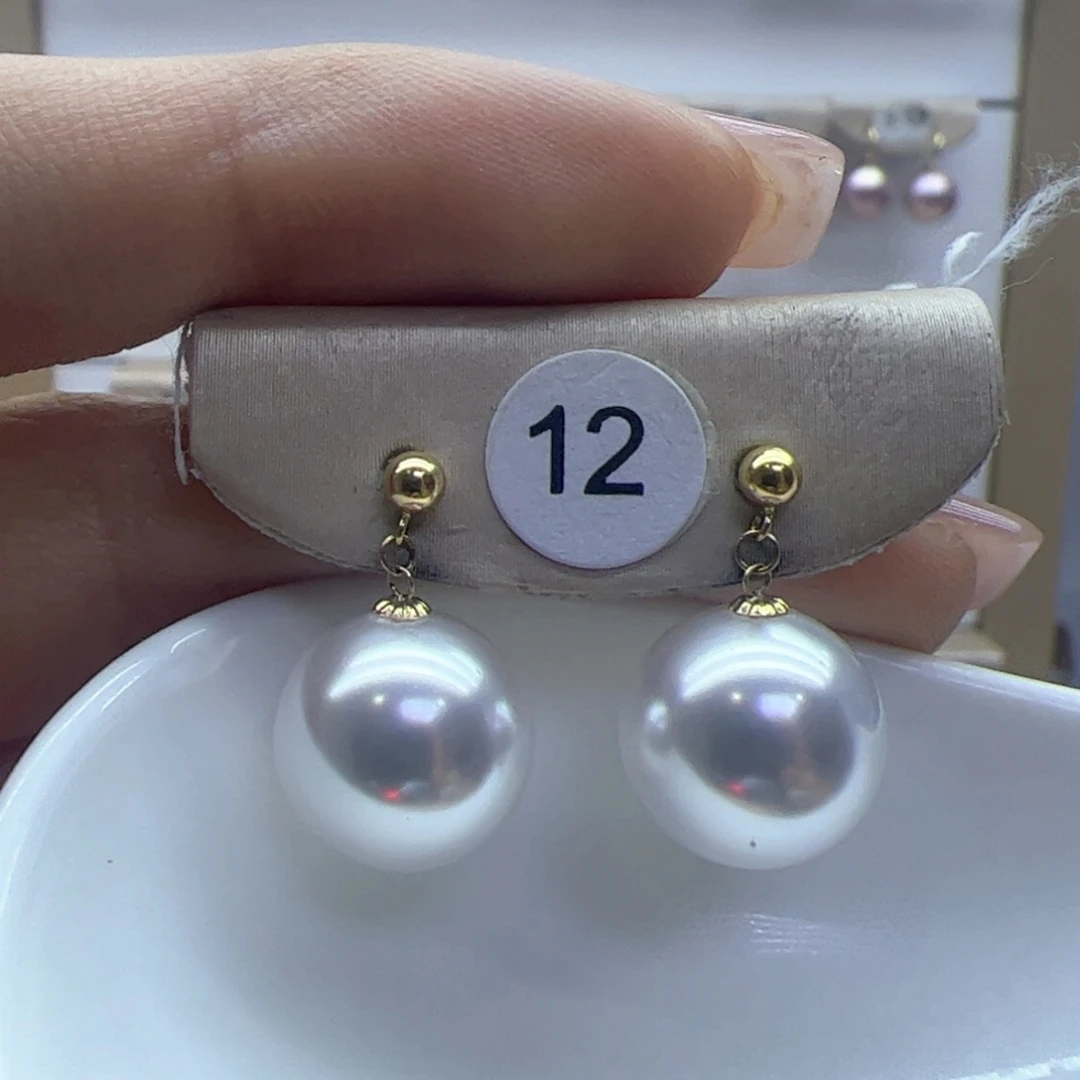 淡水珍珠耳饰18K金镶嵌