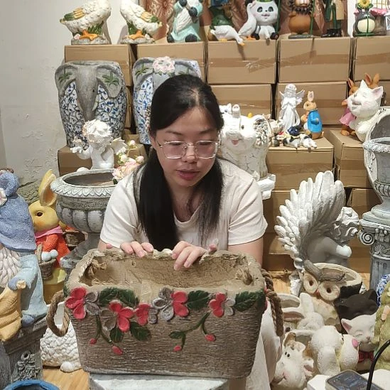 合成树脂氧化镁复古长方形花缸