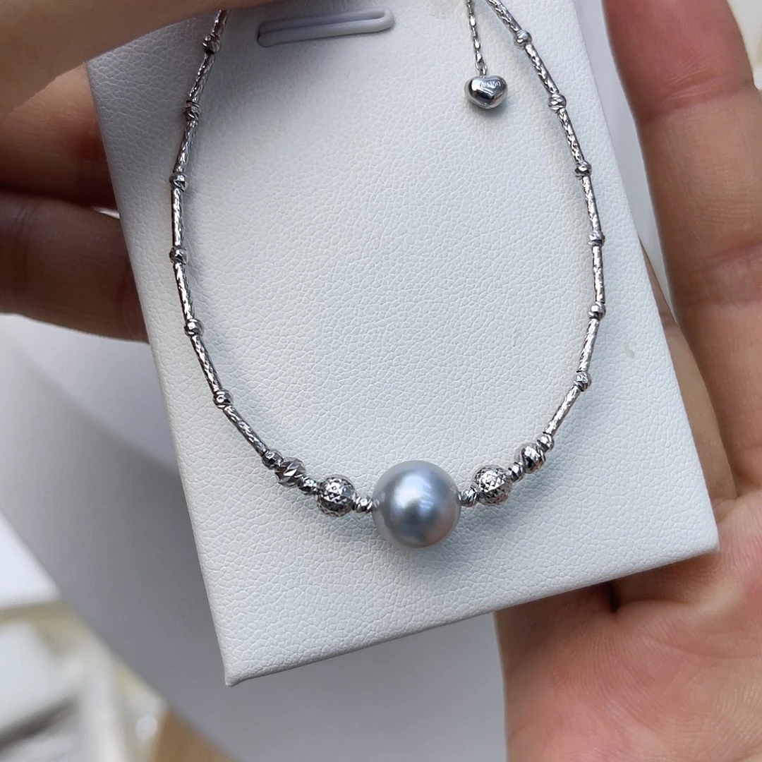 海水珍珠18K金镶嵌手链8-9mm