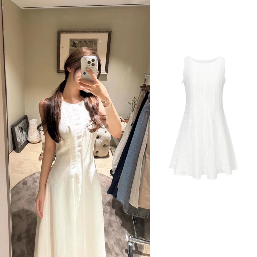 法式高级感气质收腰显瘦无袖背心连衣裙C 8773#