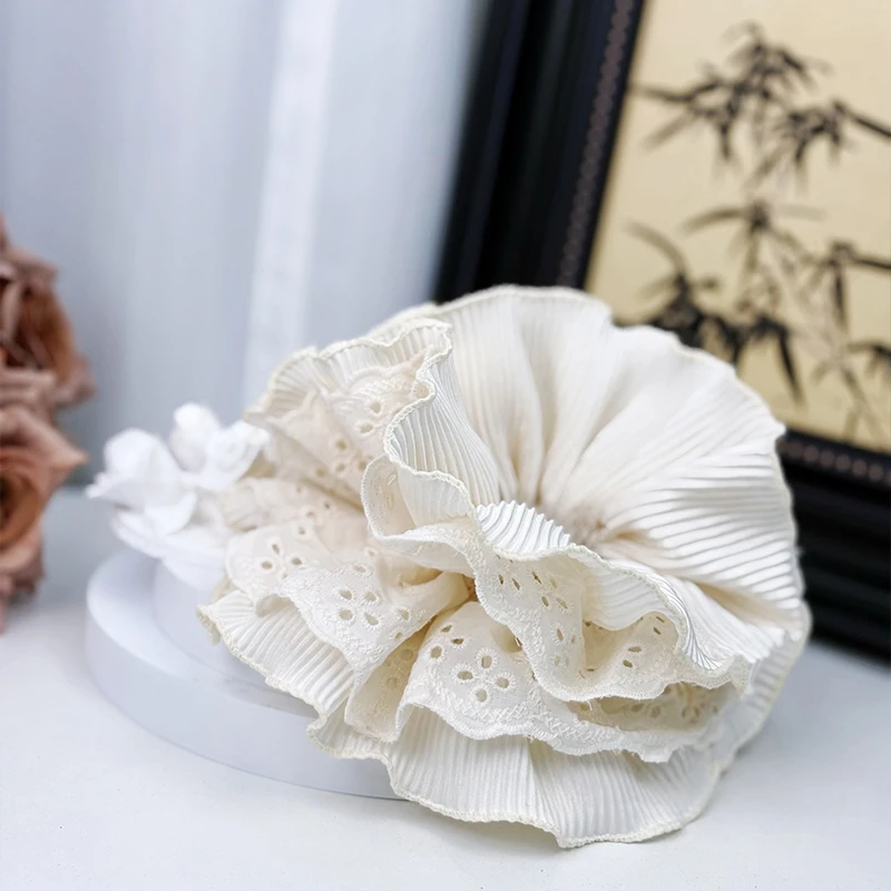 HUASE 2025爆款洋气大肠发圈四层小蛮腰超大丸子扎木耳边气质头绳