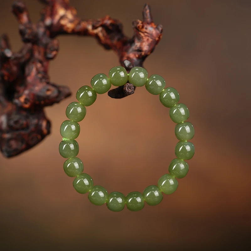 【鑫浩矿业】新疆和田玉-湖水冻苹果珠老型卡9-10手串一条