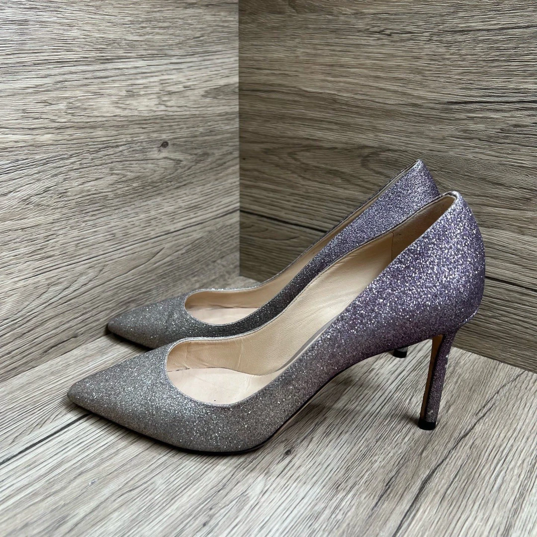 95新 JIMMY CHOO/吉米周 闪粉渐变高跟鞋 38.5码
